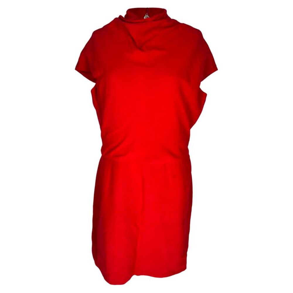 Versace Draped Front-Slit Midi Dress in Red Viscose